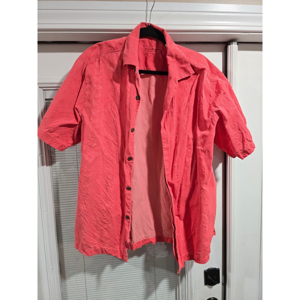 Vintage Tommy Bahama Mens 100% Silk Short Sleeve Button Down Camp Shirt Medium